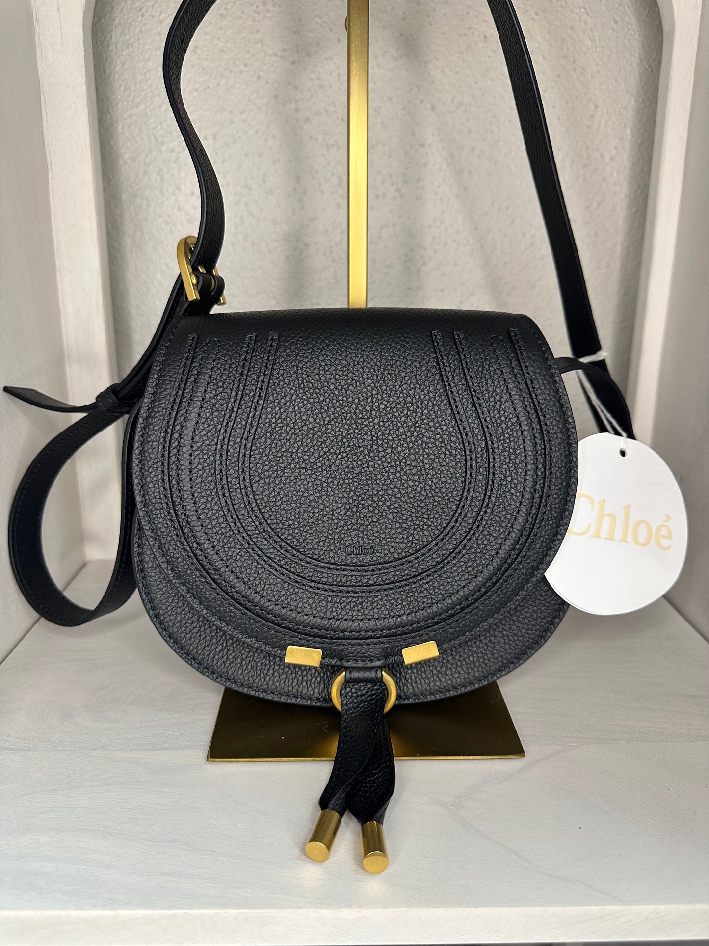 Chloe Marcie Leather Small Saddle Bag With Crossbody Strap